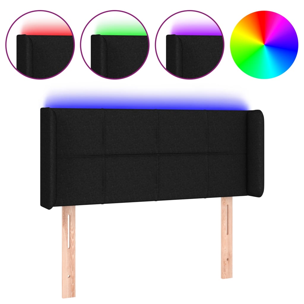 LED Kopfteil Schwarz 103x16x78/88 cm Stoff