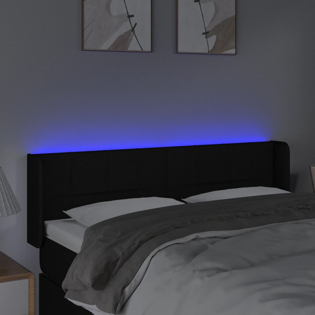 LED Kopfteil Schwarz 147x16x78/88 cm Stoff