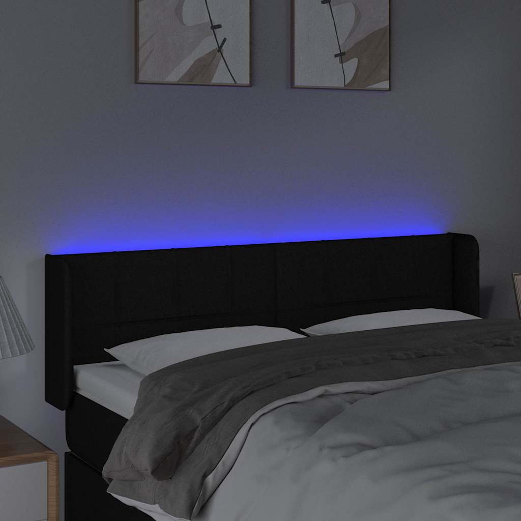 LED Kopfteil Schwarz 147x16x78/88 cm Stoff