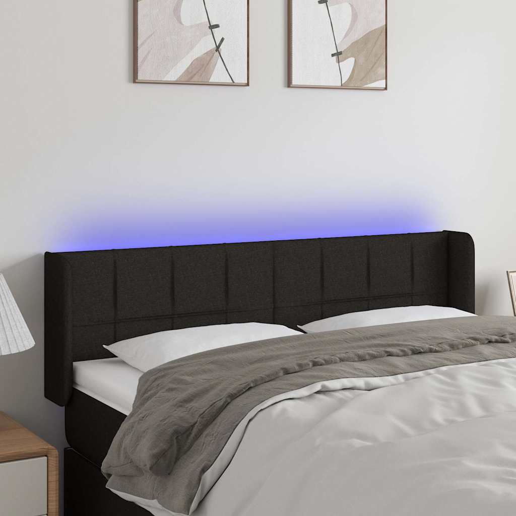 LED Kopfteil Schwarz 147x16x78/88 cm Stoff