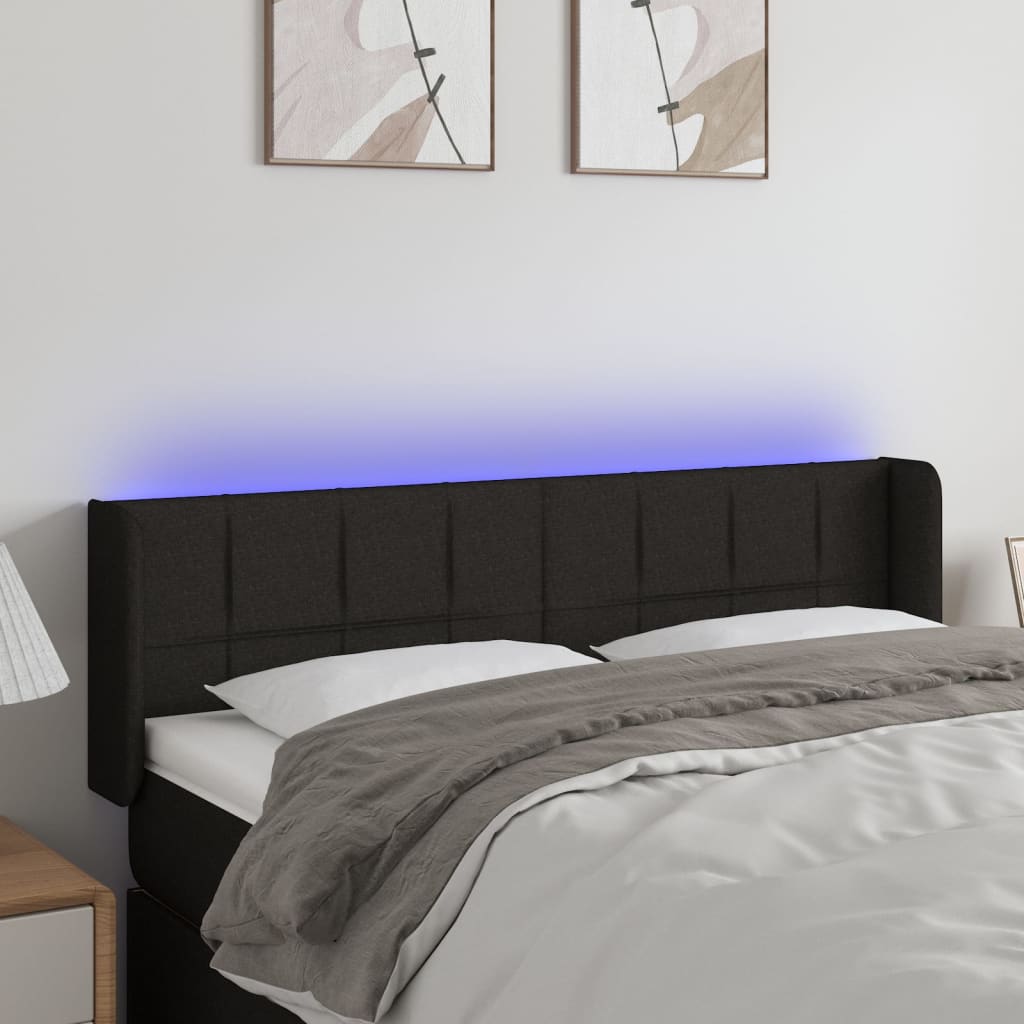 LED Kopfteil Schwarz 147x16x78/88 cm Stoff