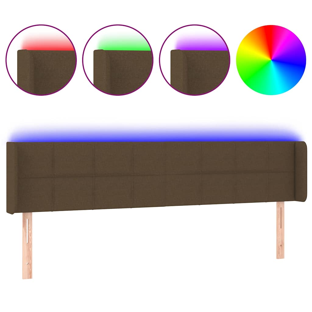 LED Kopfteil Dunkelbraun 163x16x78/88 cm Stoff