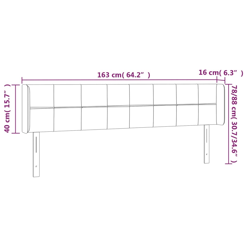 LED Kopfteil Taupe 163x16x78/88 cm Stoff