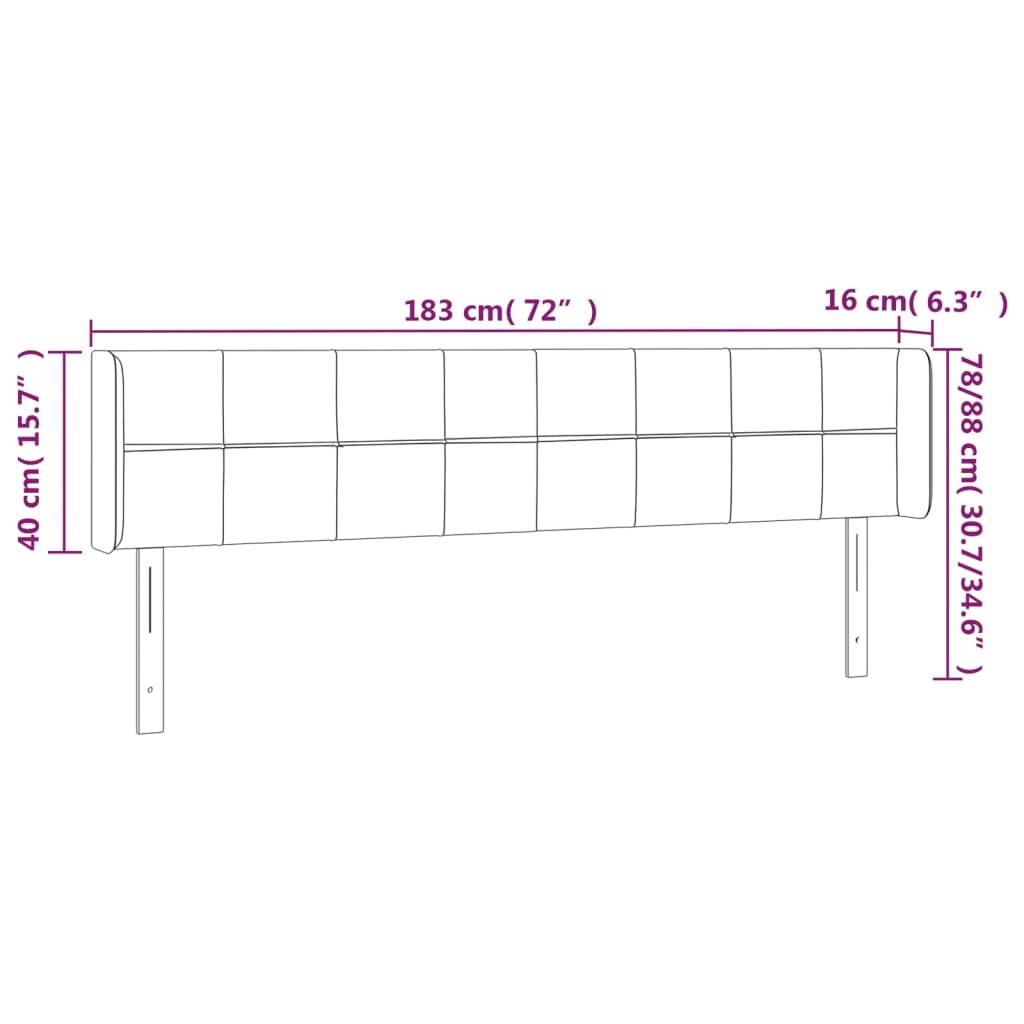 LED Kopfteil Schwarz 183x16x78/88 cm Stoff