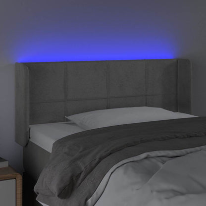 LED Kopfteil Hellgrau 83x16x78/88 cm Samt