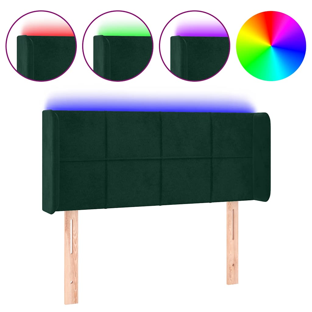 LED Kopfteil Dunkelgrün 83x16x78/88 cm Samt