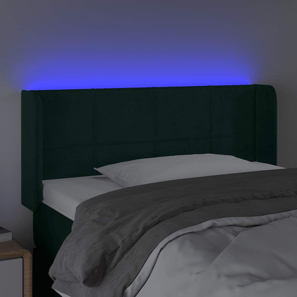 LED Kopfteil Dunkelgrün 93x16x78/88 cm Samt