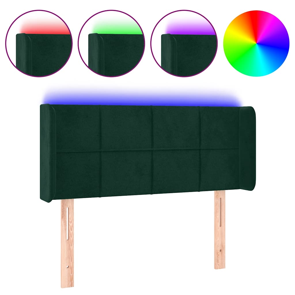 LED Kopfteil Dunkelgrün 103x16x78/88 cm Samt