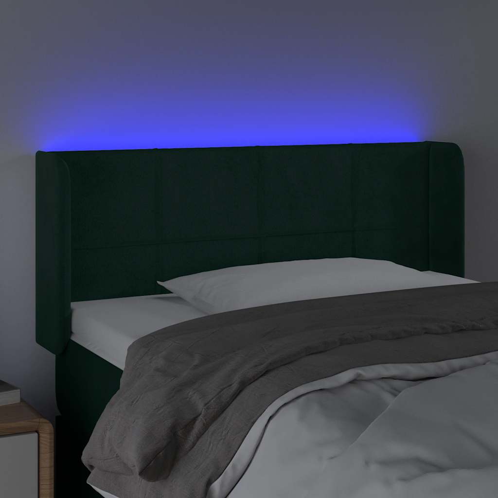 LED Kopfteil Dunkelgrün 103x16x78/88 cm Samt