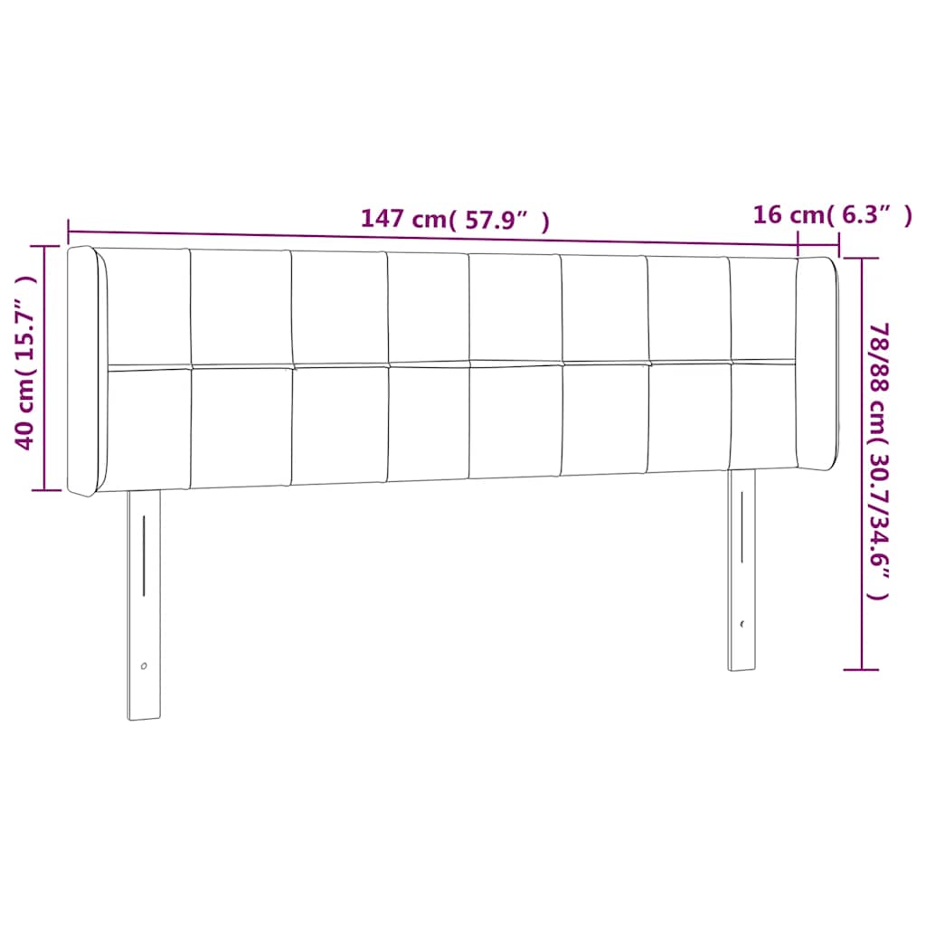 LED Kopfteil Dunkelgrün 147x16x78/88 cm Samt