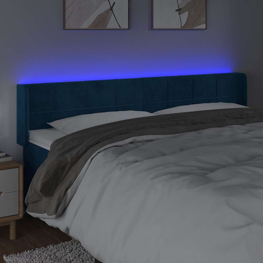 LED Kopfteil Dunkelblau 183x16x78/88 cm Samt