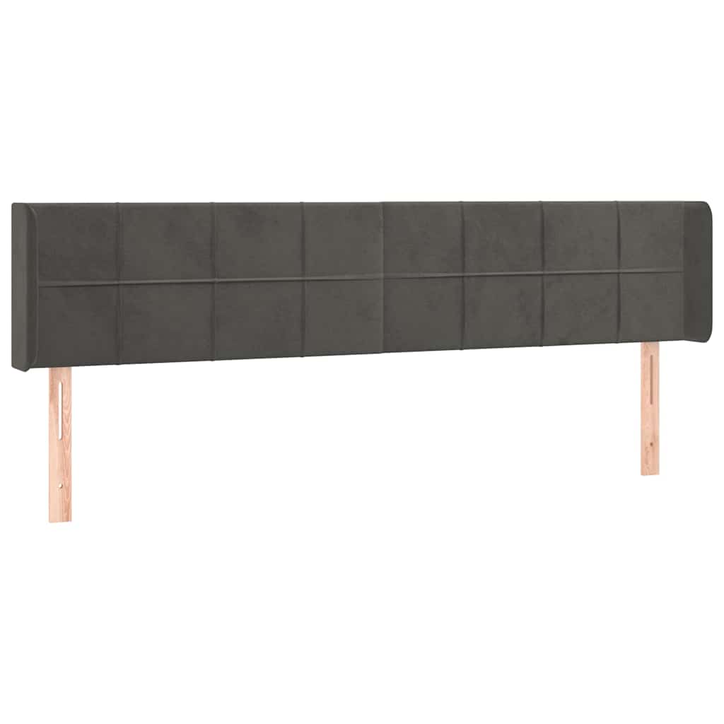 LED Kopfteil Dunkelgrau 203x16x78/88 cm Samt