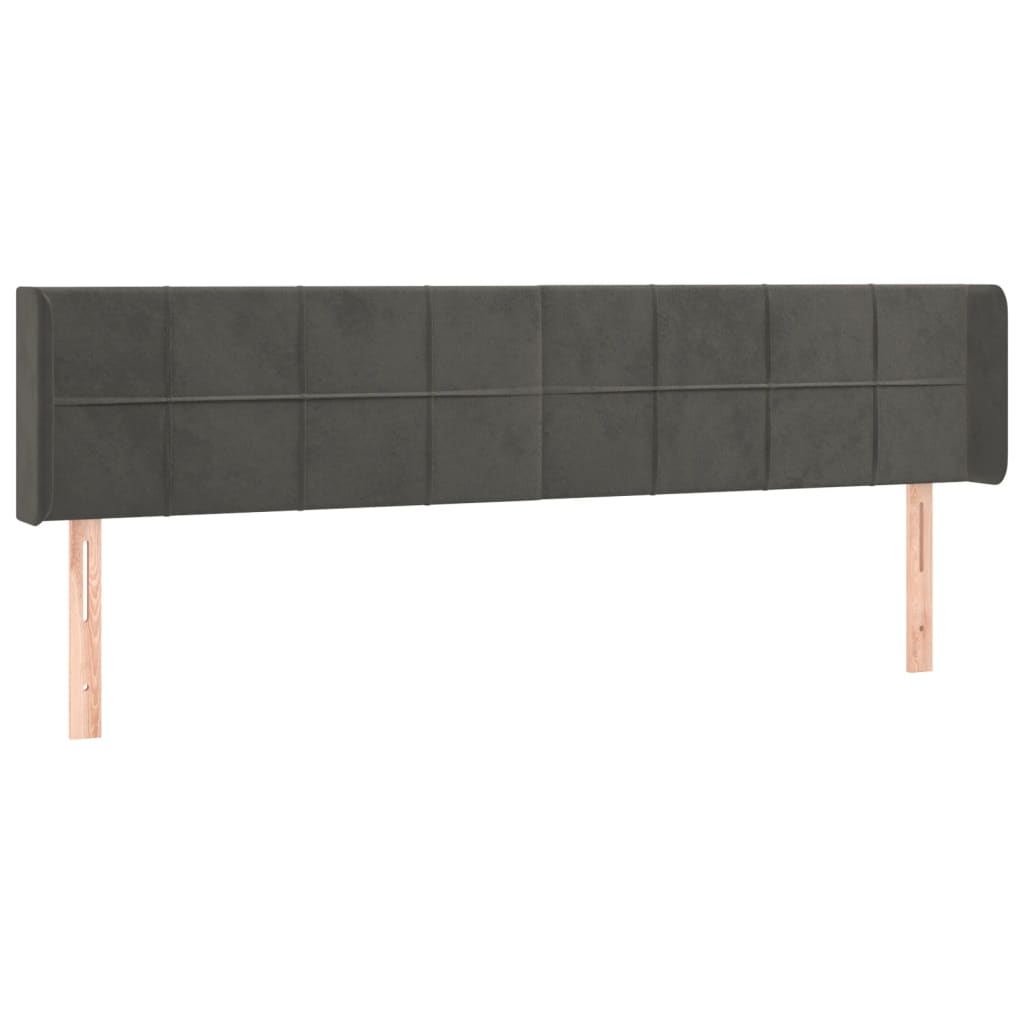 LED Kopfteil Dunkelgrau 203x16x78/88 cm Samt