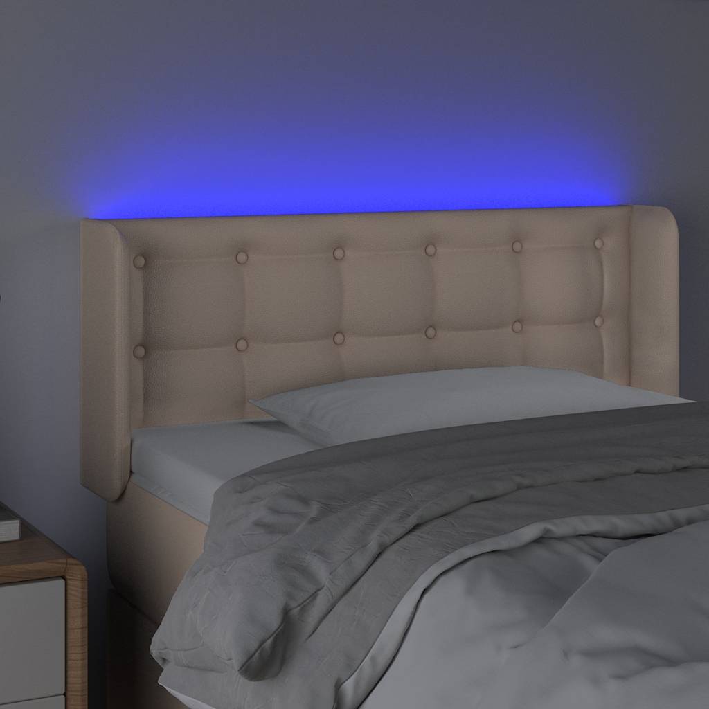 LED Kopfteil Cappuccino-Braun 103x16x78/88 cm Kunstleder
