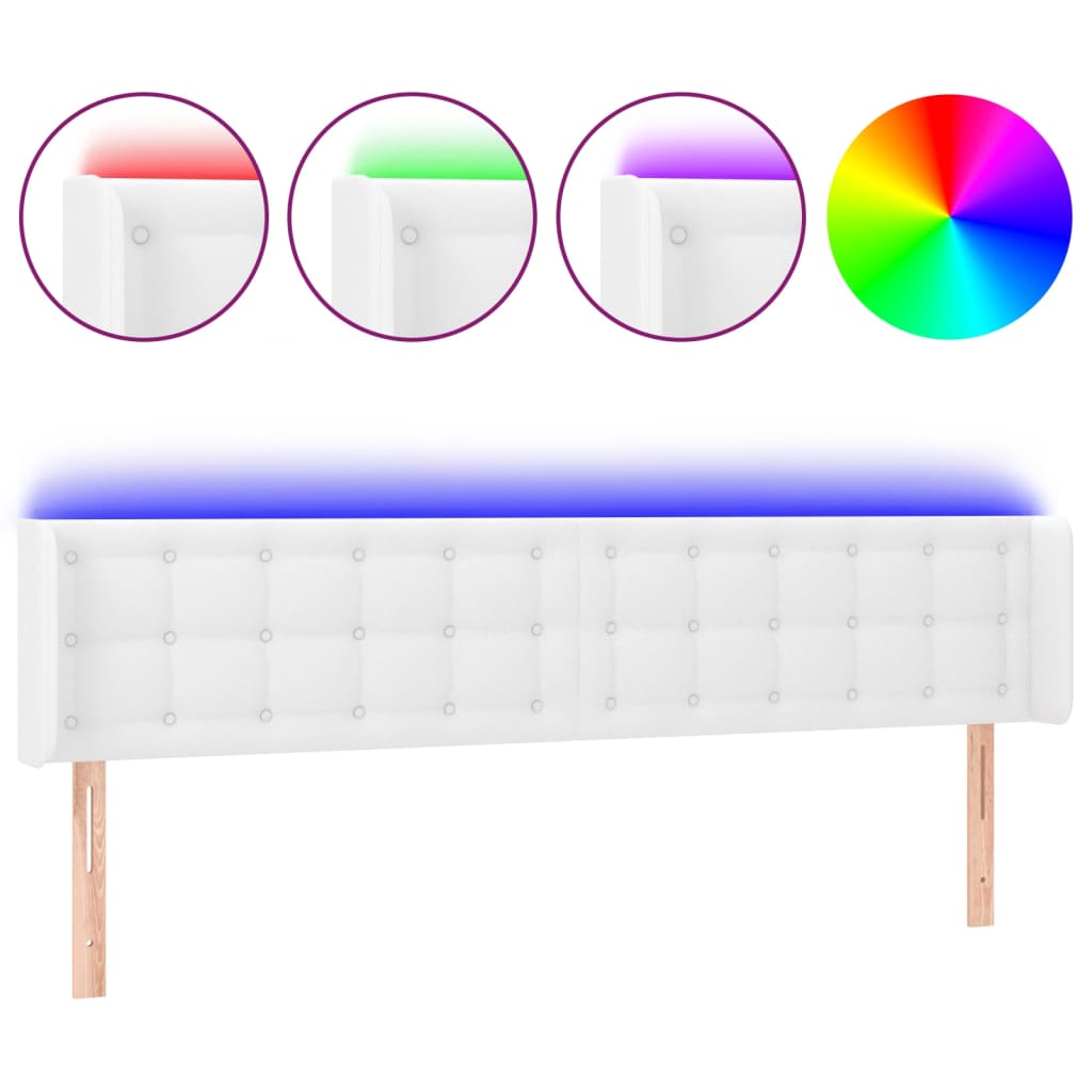 LED Kopfteil Weiß 163x16x78/88 cm Kunstleder