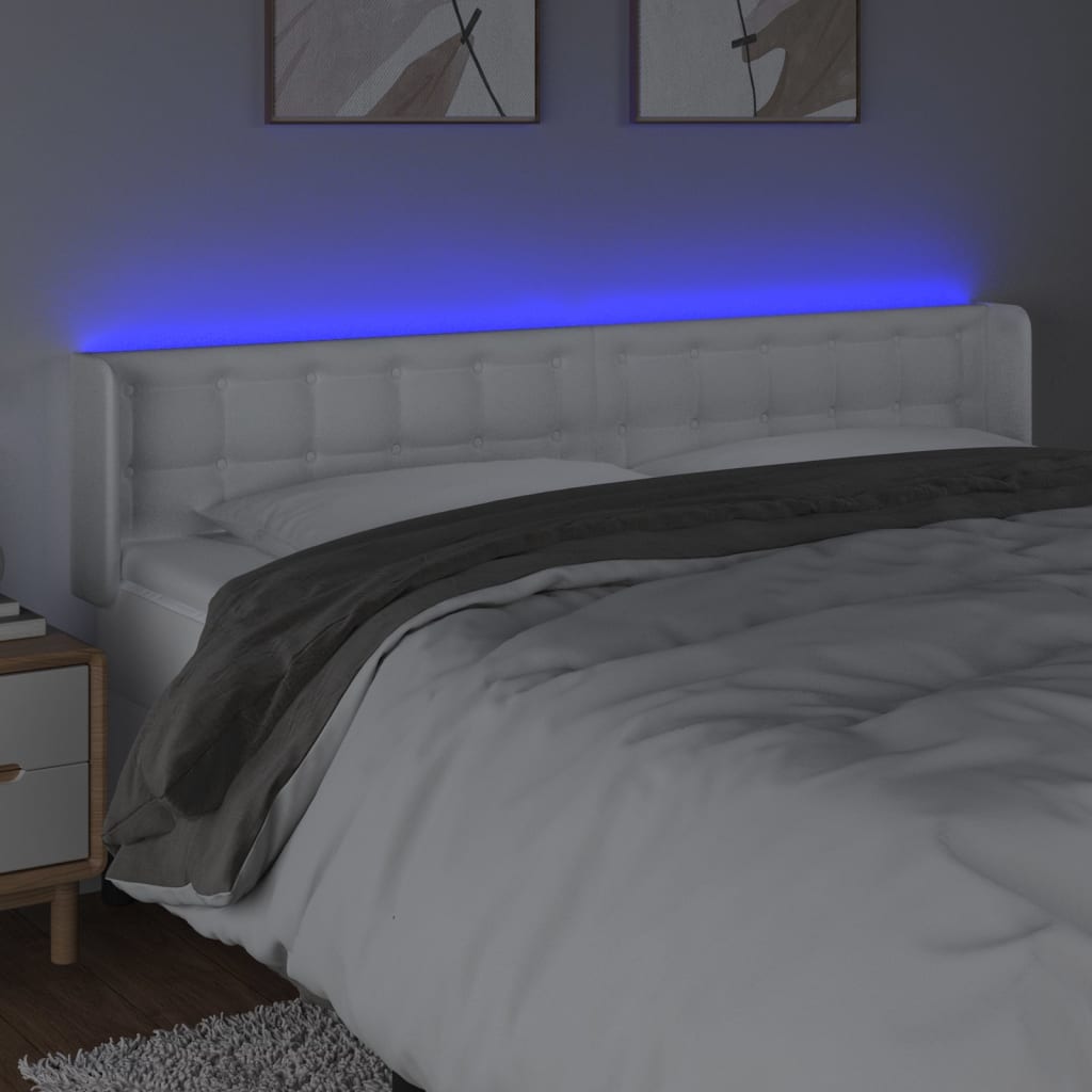 LED Kopfteil Weiß 163x16x78/88 cm Kunstleder
