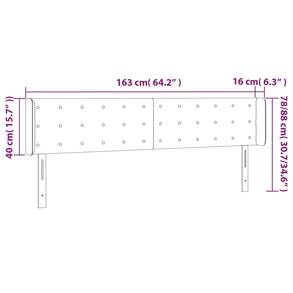 LED Kopfteil Weiß 163x16x78/88 cm Kunstleder