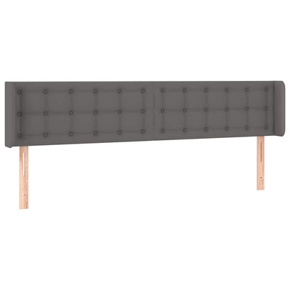 LED Kopfteil Grau 183x16x78/88 cm Kunstleder