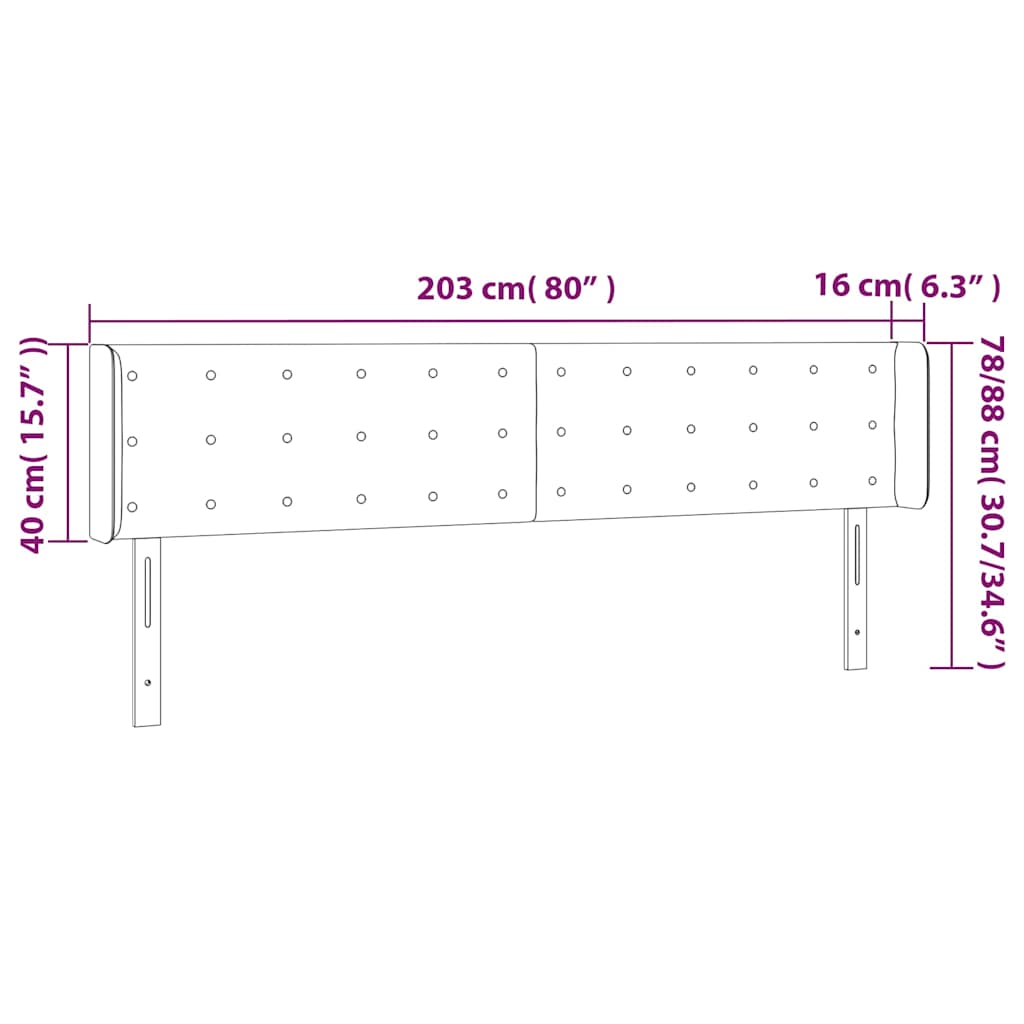 LED Kopfteil Cappuccino-Braun 203x16x78/88 cm Kunstleder