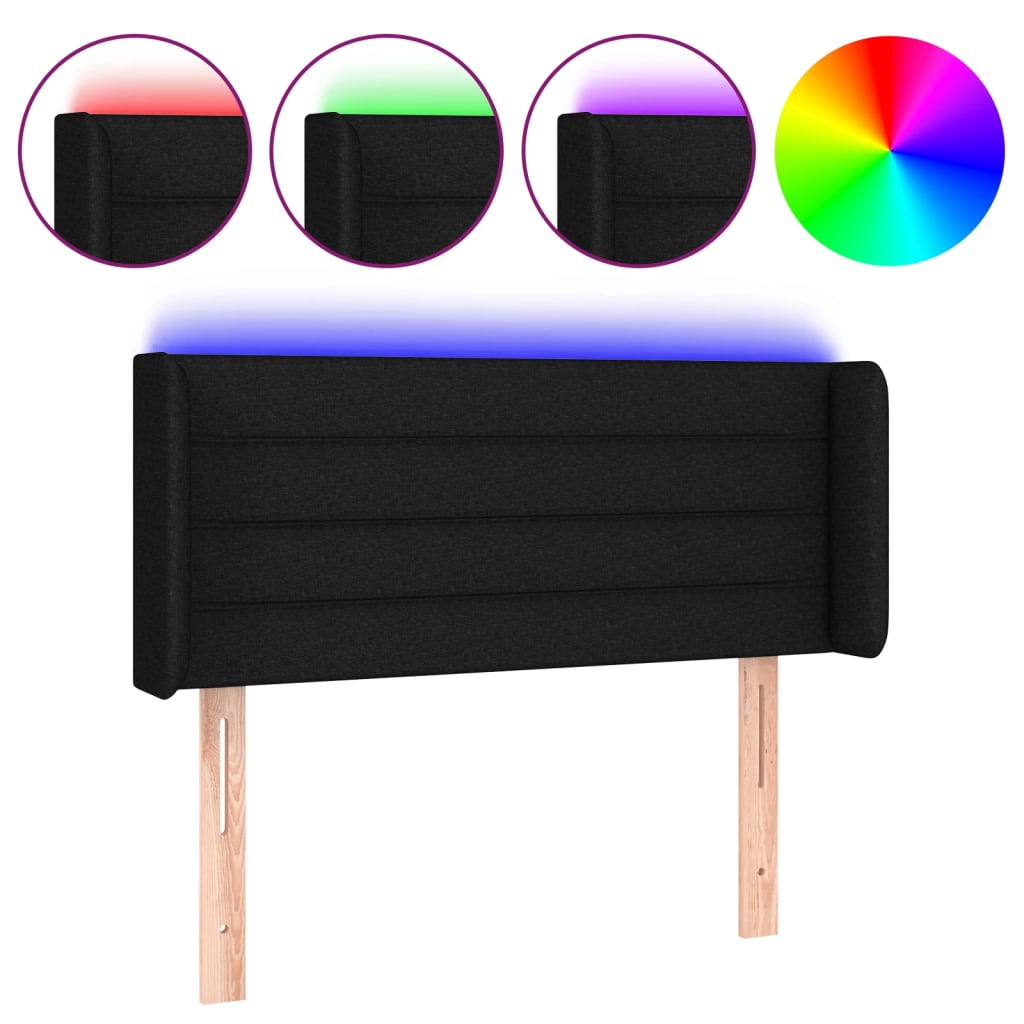LED Kopfteil Schwarz 93x16x78/88 cm Stoff
