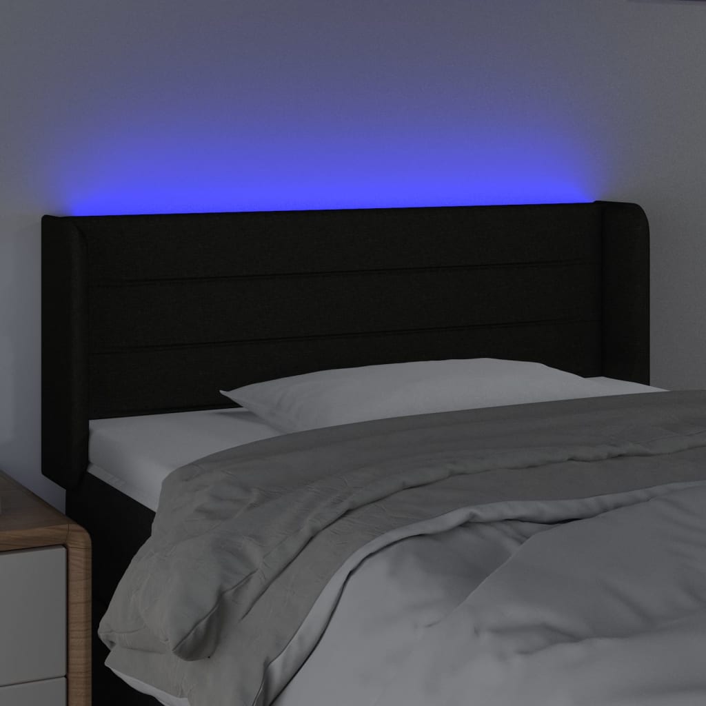 LED Kopfteil Schwarz 93x16x78/88 cm Stoff