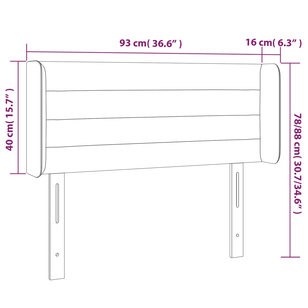 LED Kopfteil Schwarz 93x16x78/88 cm Stoff