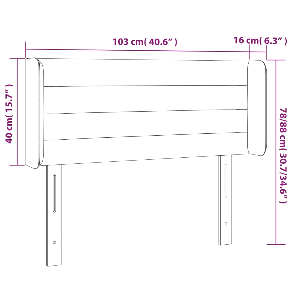 LED Kopfteil Schwarz 103x16x78/88 cm Stoff