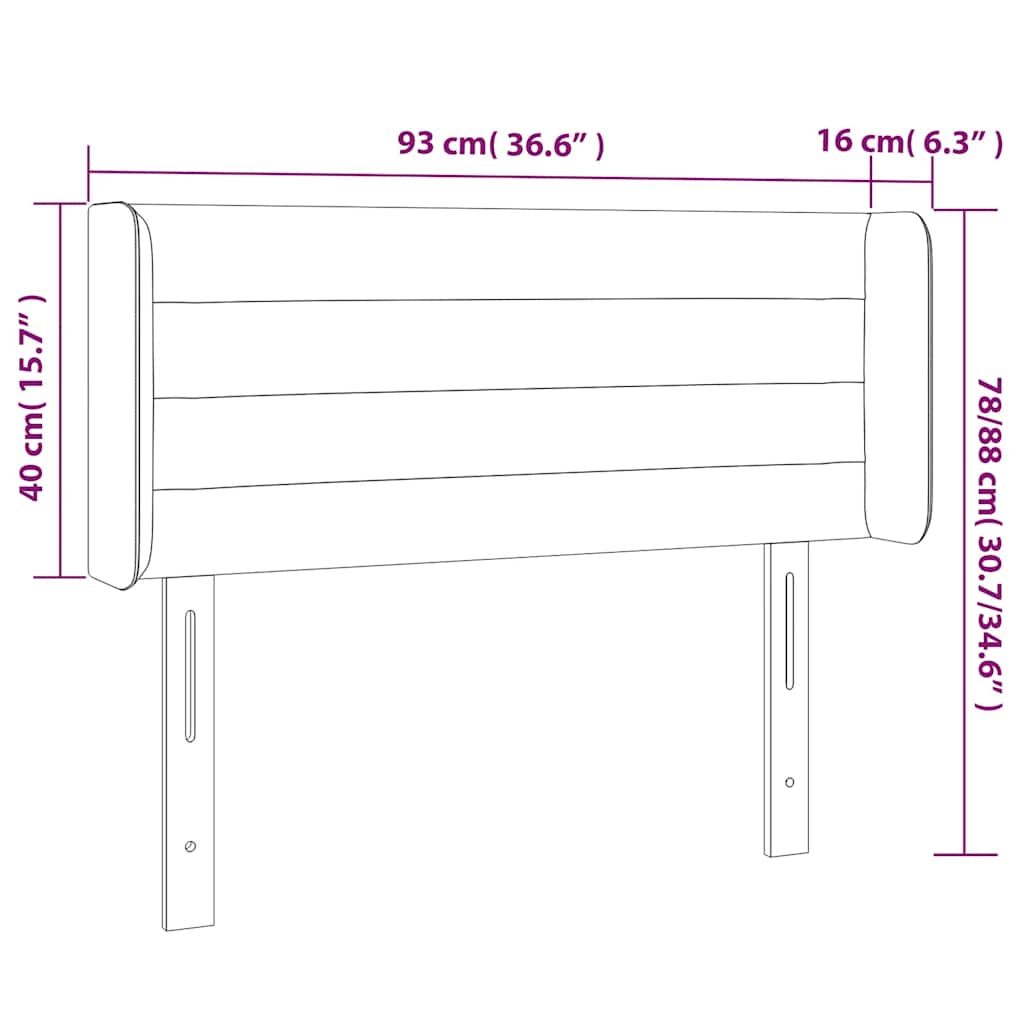 LED Kopfteil Dunkelgrün 93x16x78/88 cm Samt