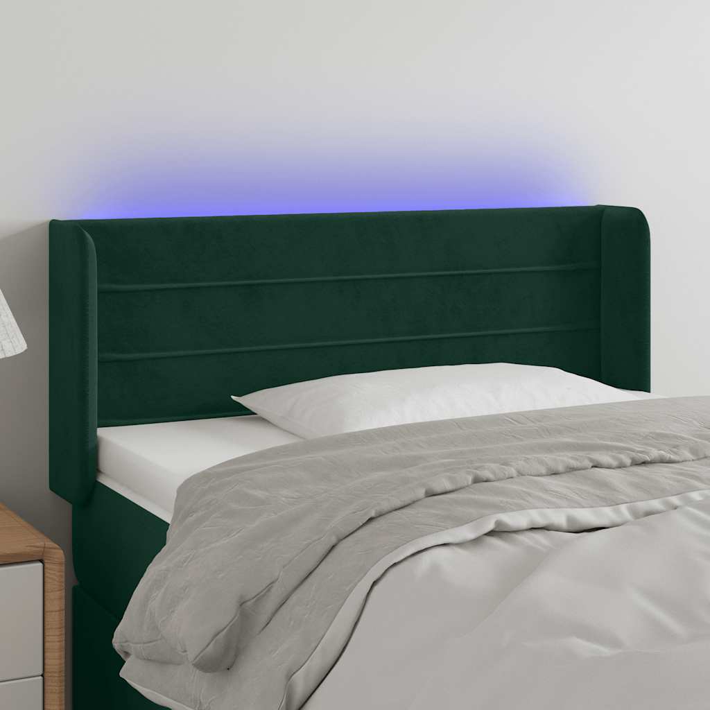 LED Kopfteil Dunkelgrün 93x16x78/88 cm Samt