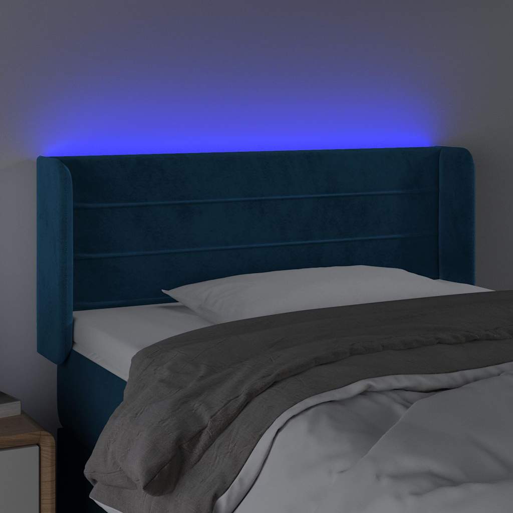LED Kopfteil Dunkelblau 93x16x78/88 cm Samt