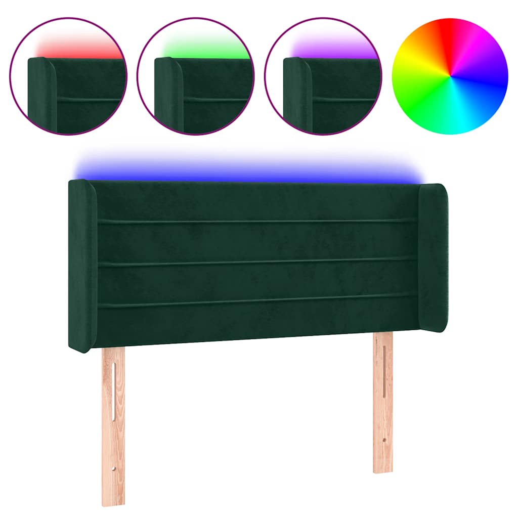 LED Kopfteil Dunkelgrün 103x16x78/88 cm Samt