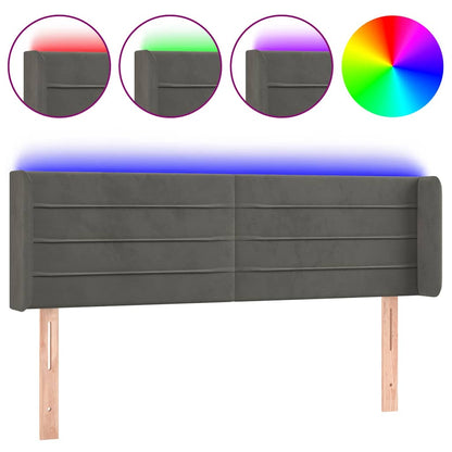 LED Kopfteil Dunkelgrau 147x16x78/88 cm Samt