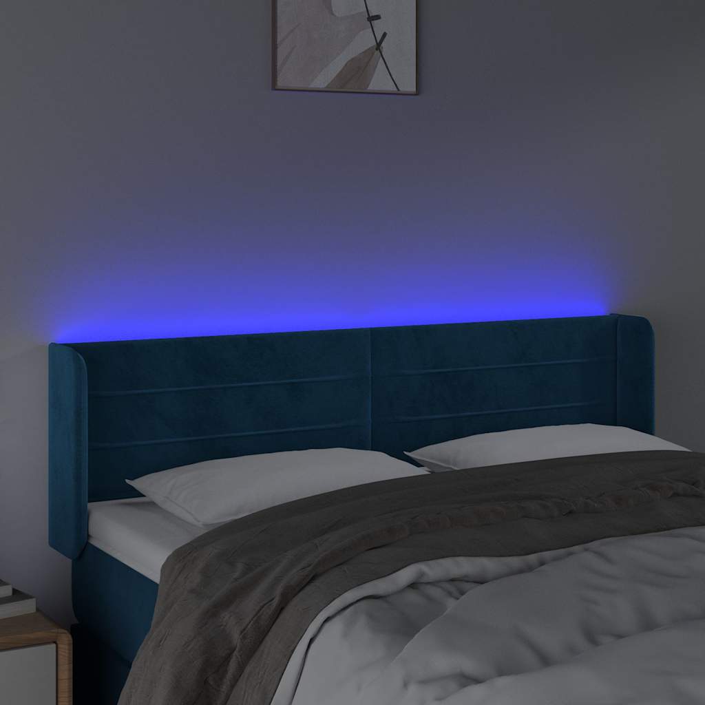 LED Kopfteil Dunkelblau 147x16x78/88 cm Samt
