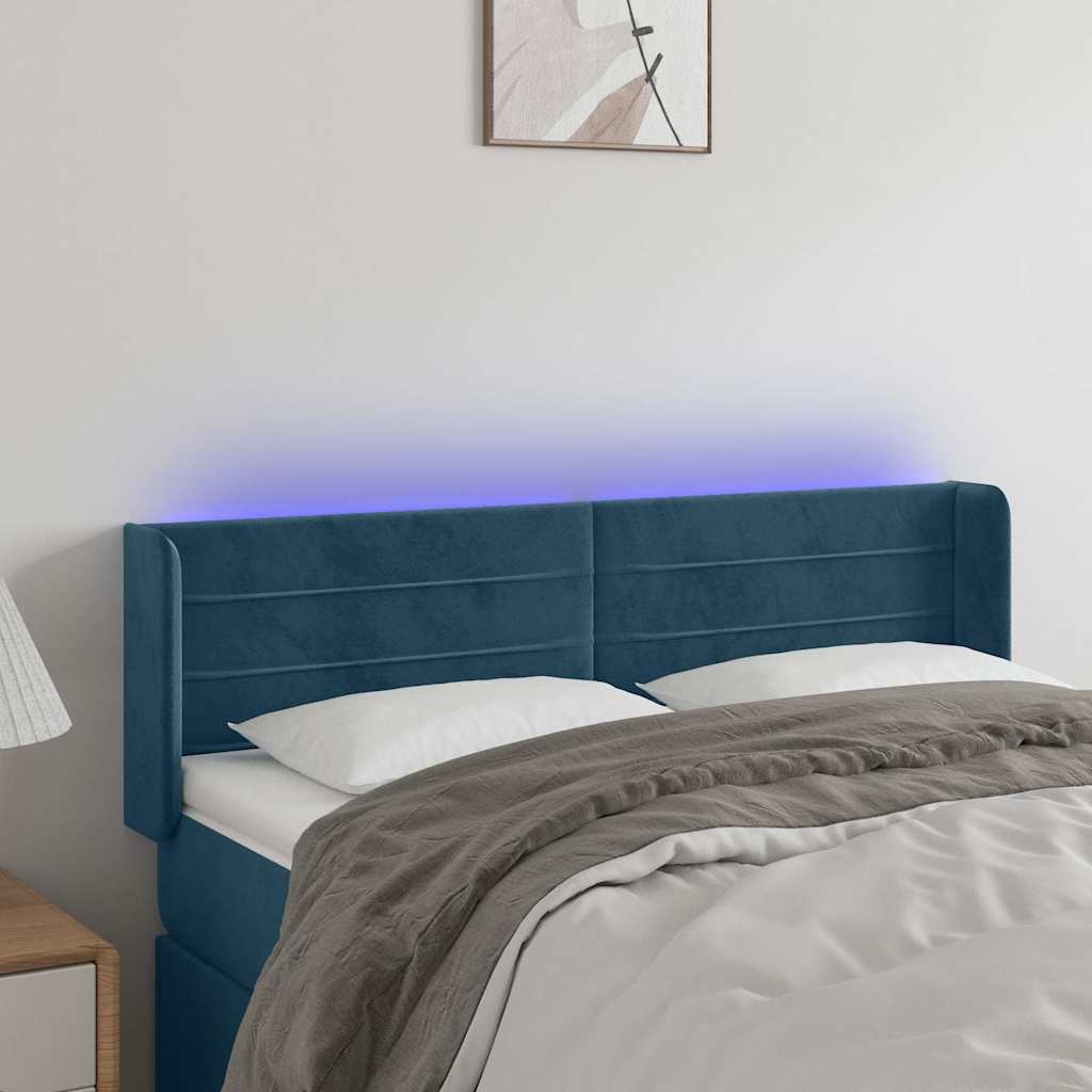 LED Kopfteil Dunkelblau 147x16x78/88 cm Samt