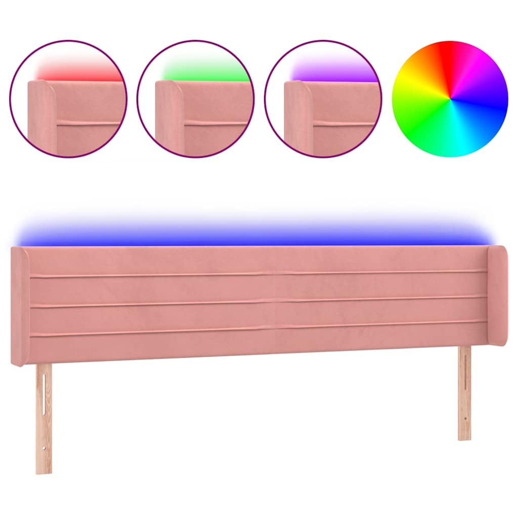LED Kopfteil Rosa 163x16x78/88 cm Samt