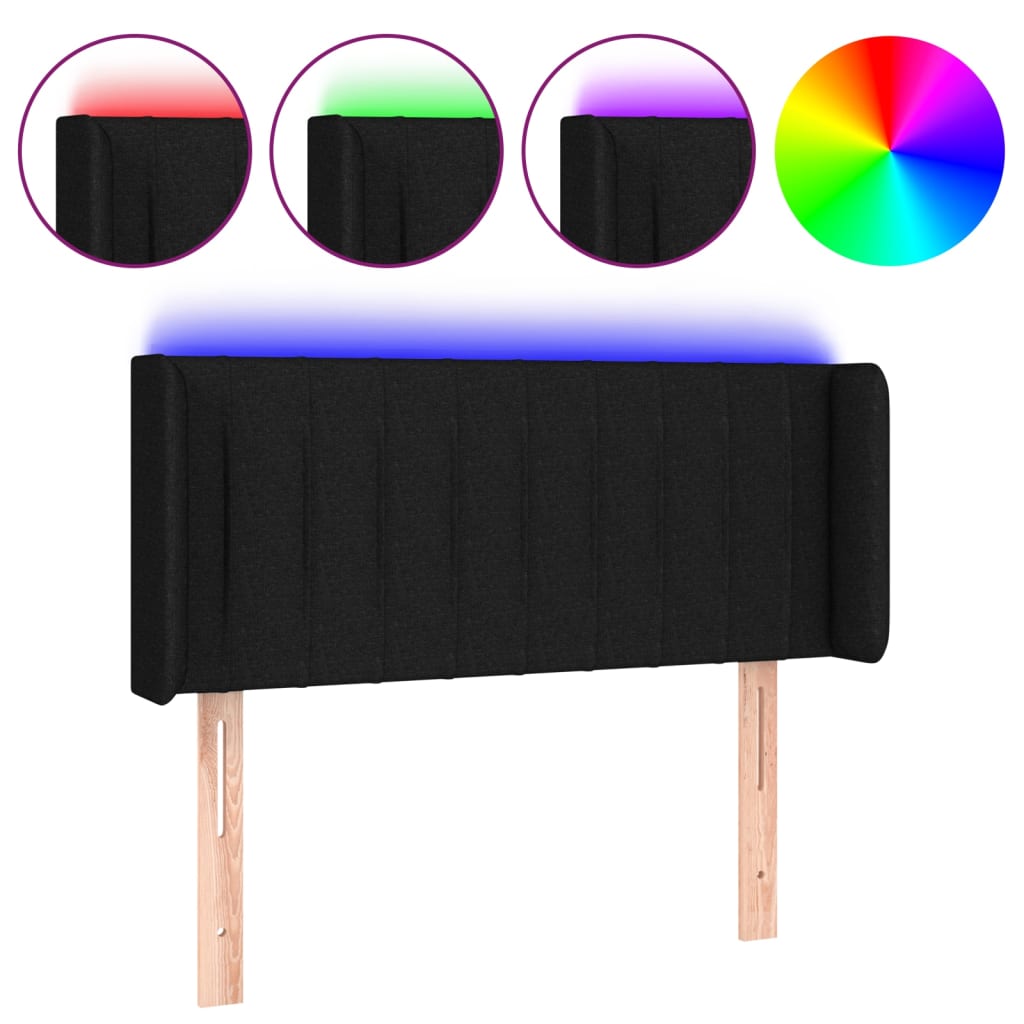 LED Kopfteil Schwarz 103x16x78/88 cm Stoff
