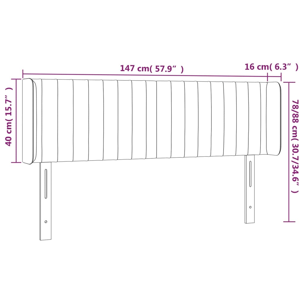 LED Kopfteil Schwarz 147x16x78/88 cm Stoff