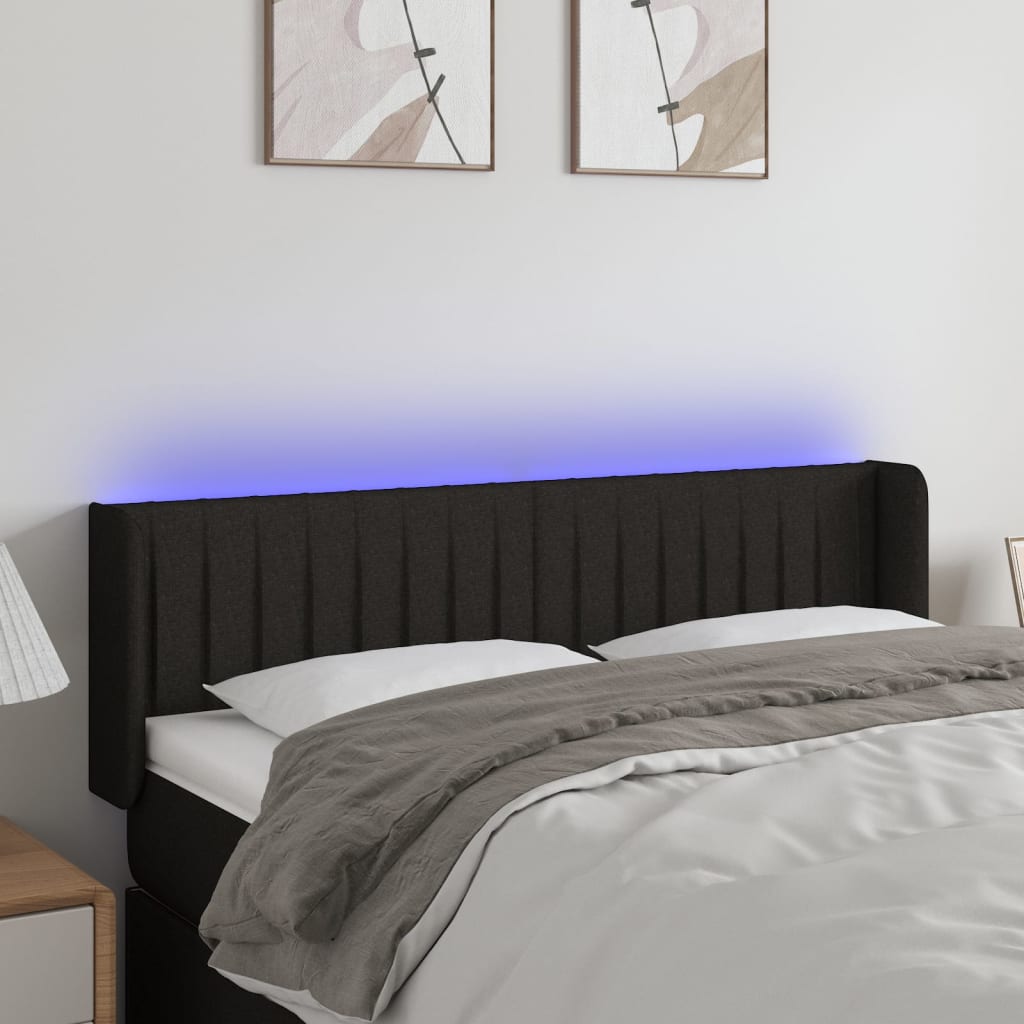 LED Kopfteil Schwarz 147x16x78/88 cm Stoff