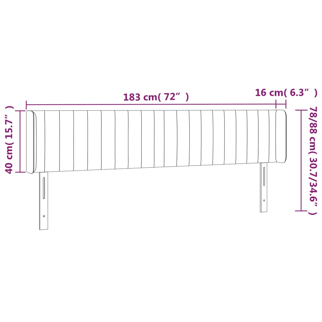 LED Kopfteil Schwarz 183x16x78/88 cm Stoff