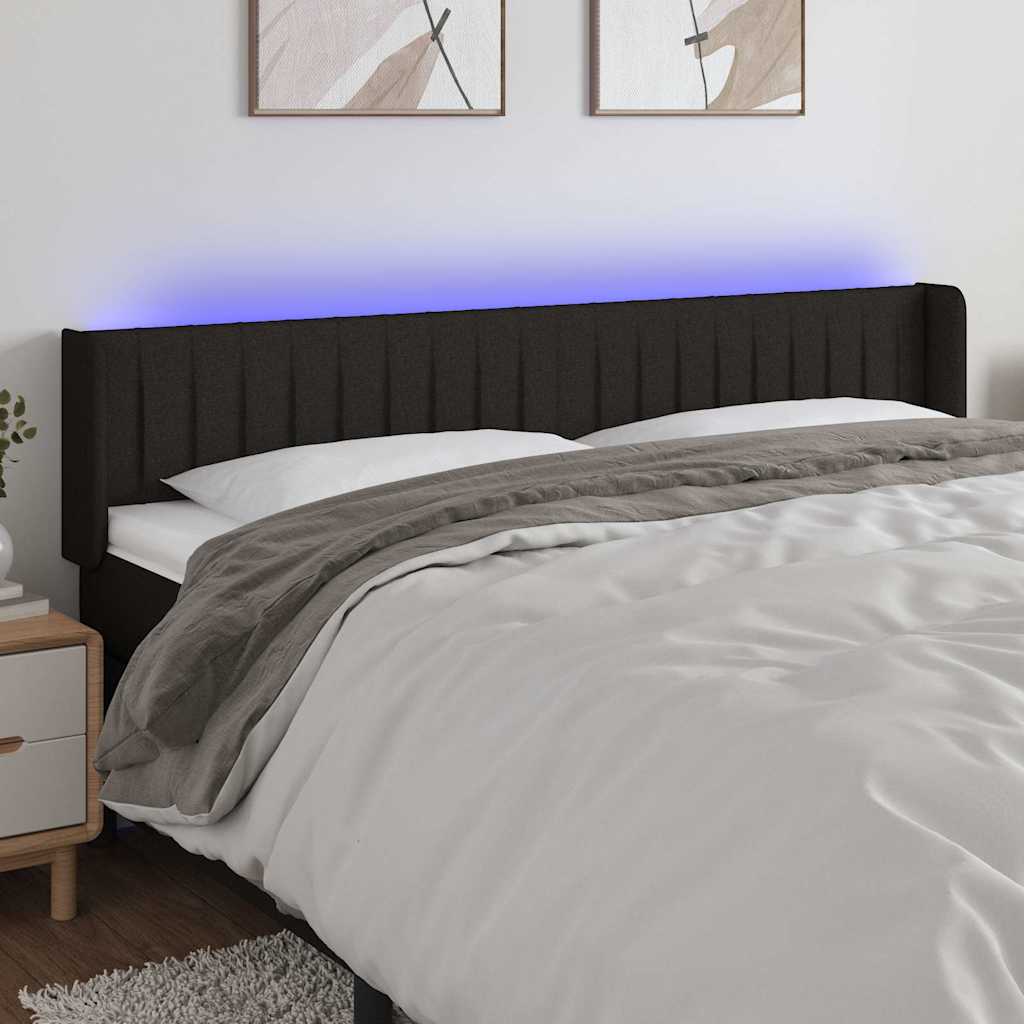 LED Kopfteil Schwarz 203x16x78/88 cm Stoff