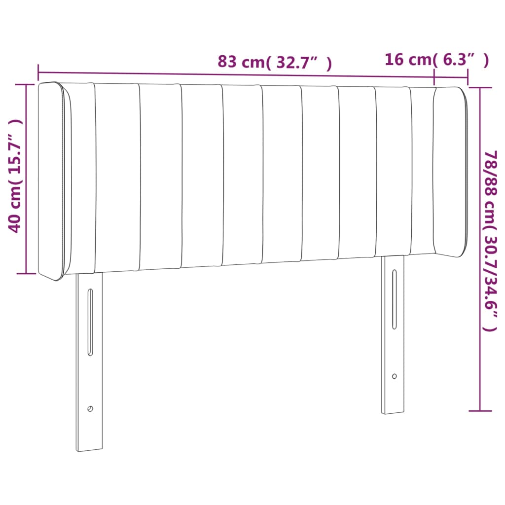 LED Kopfteil Dunkelgrau 83x16x78/88 cm Samt