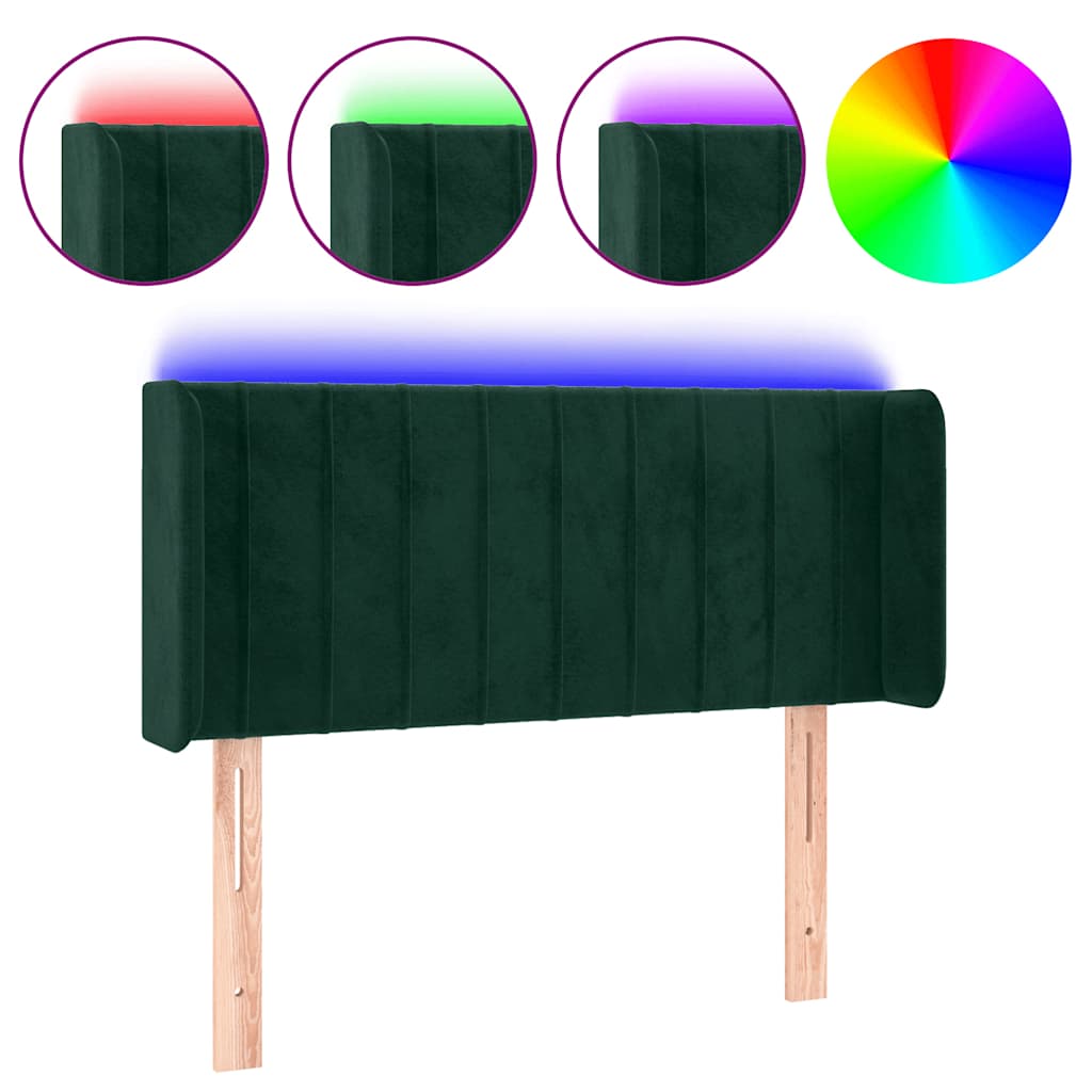 LED Kopfteil Dunkelgrün 83x16x78/88 cm Samt