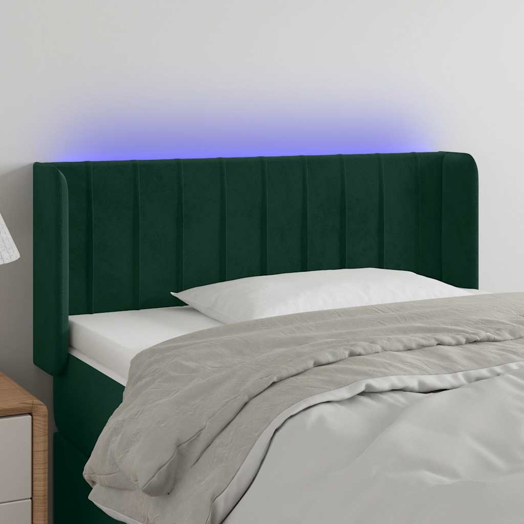 LED Kopfteil Dunkelgrün 83x16x78/88 cm Samt