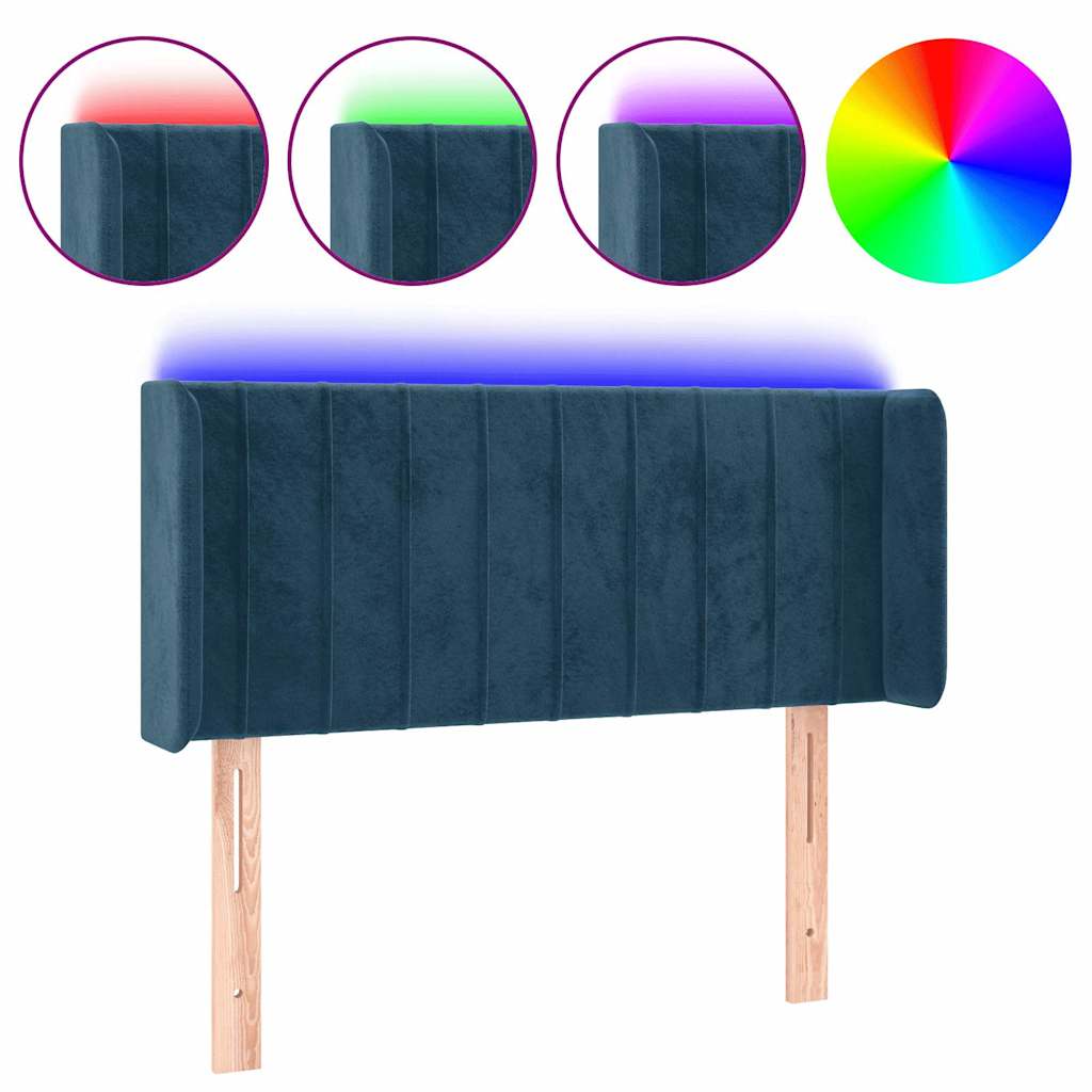 LED Kopfteil Dunkelblau 83x16x78/88 cm Samt