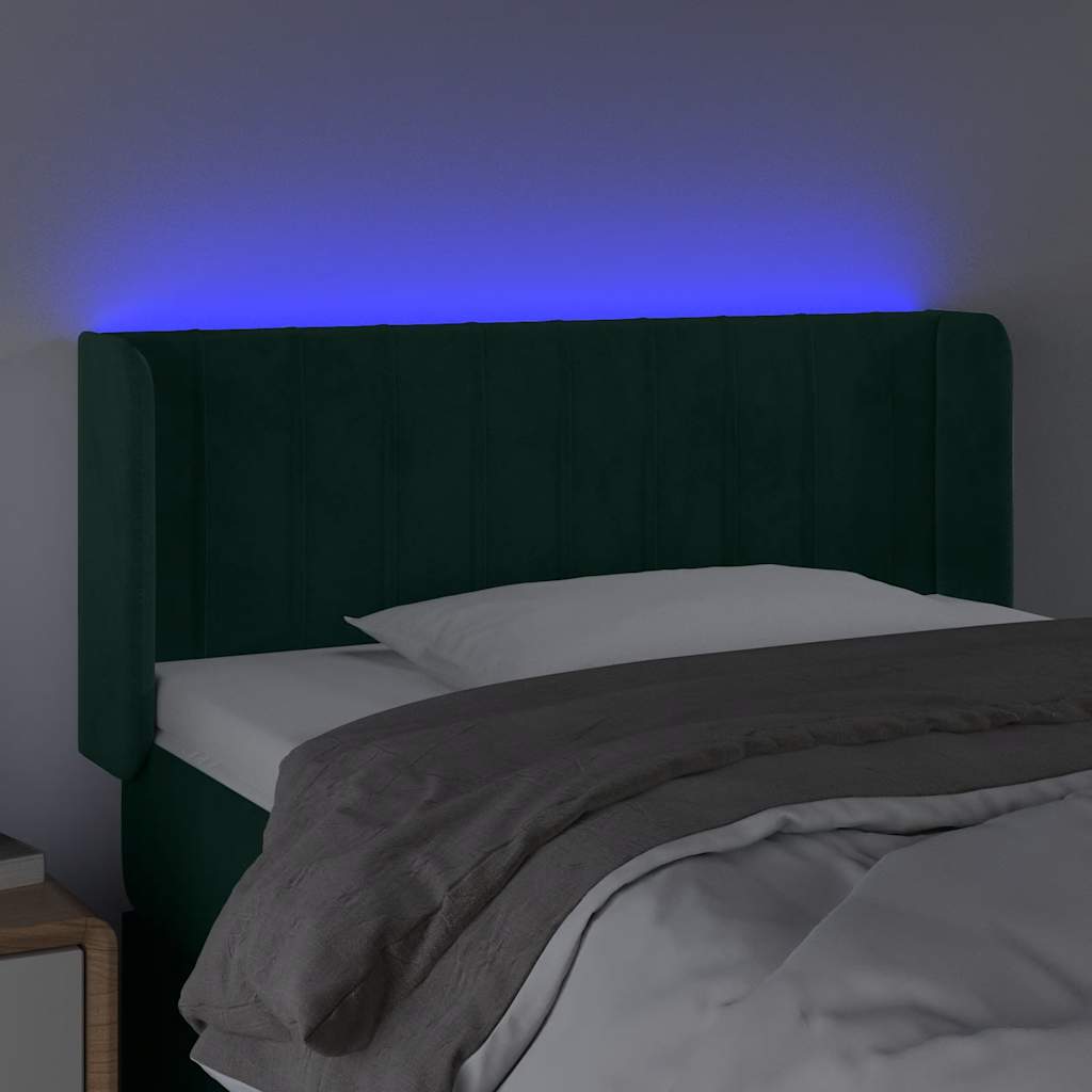 LED Kopfteil Dunkelgrün 93x16x78/88 cm Samt