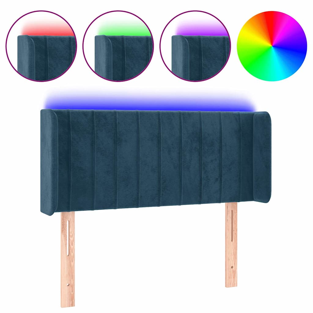 LED Kopfteil Dunkelblau 93x16x78/88 cm Samt