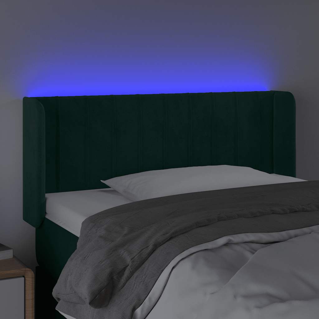 LED Kopfteil Dunkelgrün 103x16x78/88 cm Samt