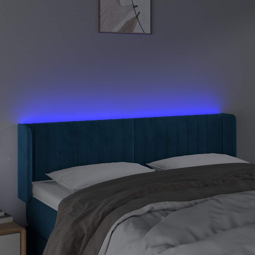 LED Kopfteil Dunkelblau 147x16x78/88 cm Samt