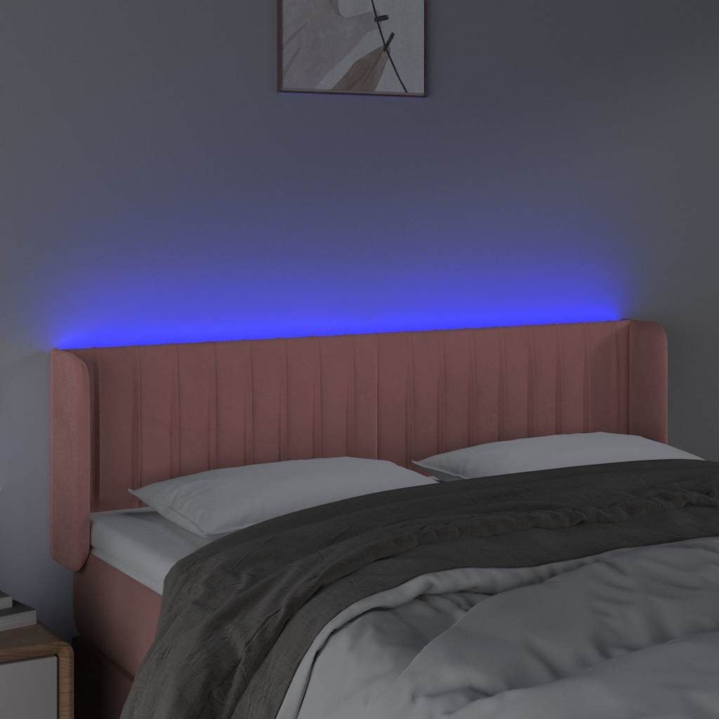LED Kopfteil Rosa 147x16x78/88 cm Samt