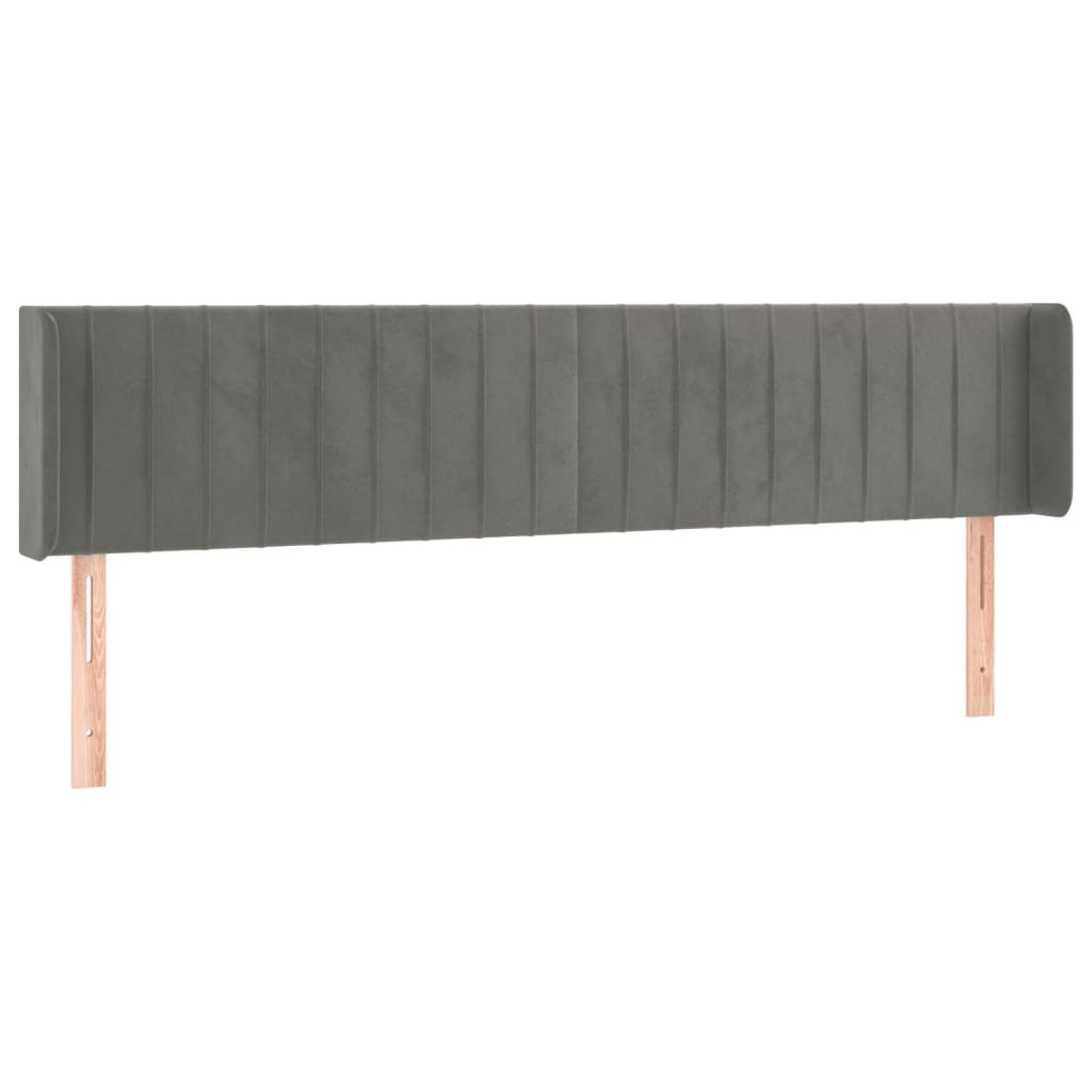 LED Kopfteil Hellgrau 203x16x78/88 cm Samt